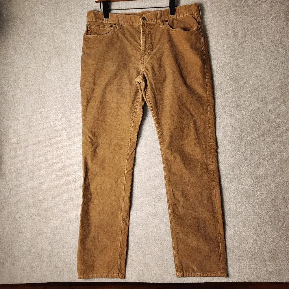 J. Crew Corduroy Pants Mens 34x32 Brown Tan Straight Leg Fine Wale Casual